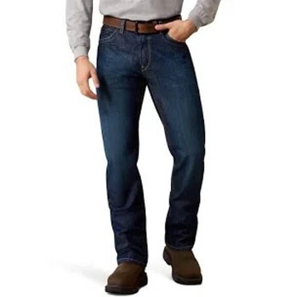 Ariat FR M4 Relaxed Boot Jean Men’s 38x30 Dark Wash Work Jeans EUC - Picture 2 of 16